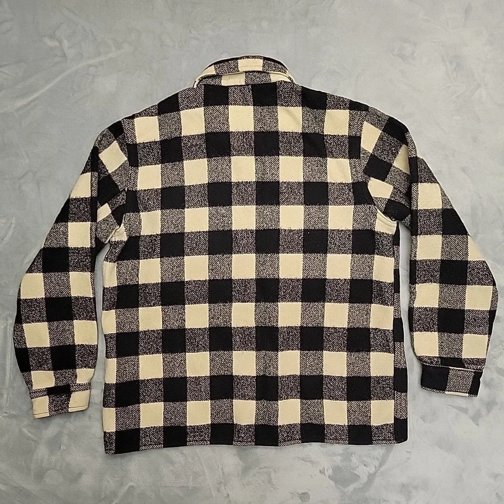 VTG Fashion Wagon Jacket Mens M Black Buffalo Plaid Button Down Made In USA
